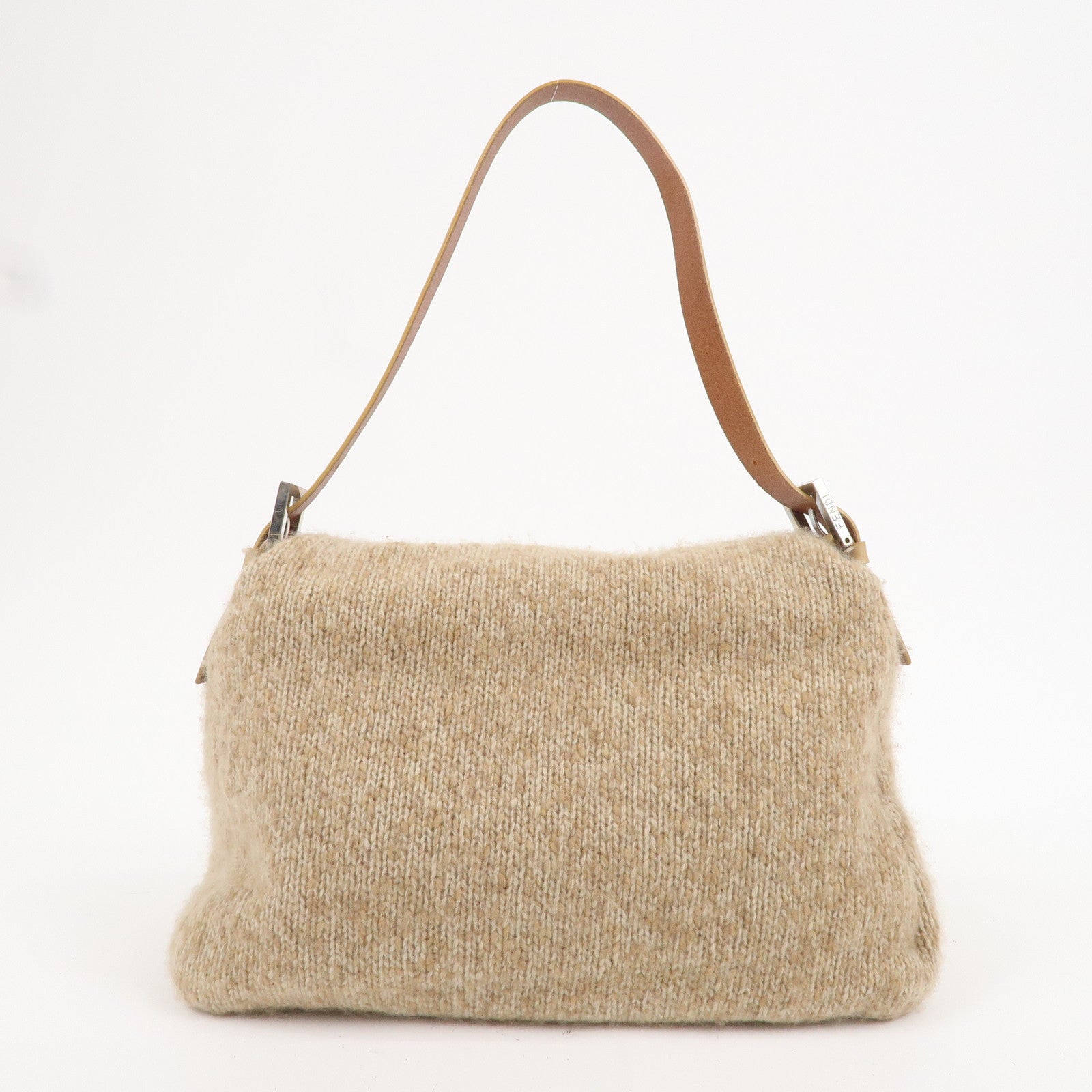 FENDIMammaBaguetteWoolKnitLeatherShoulderBagBeige26325 dct