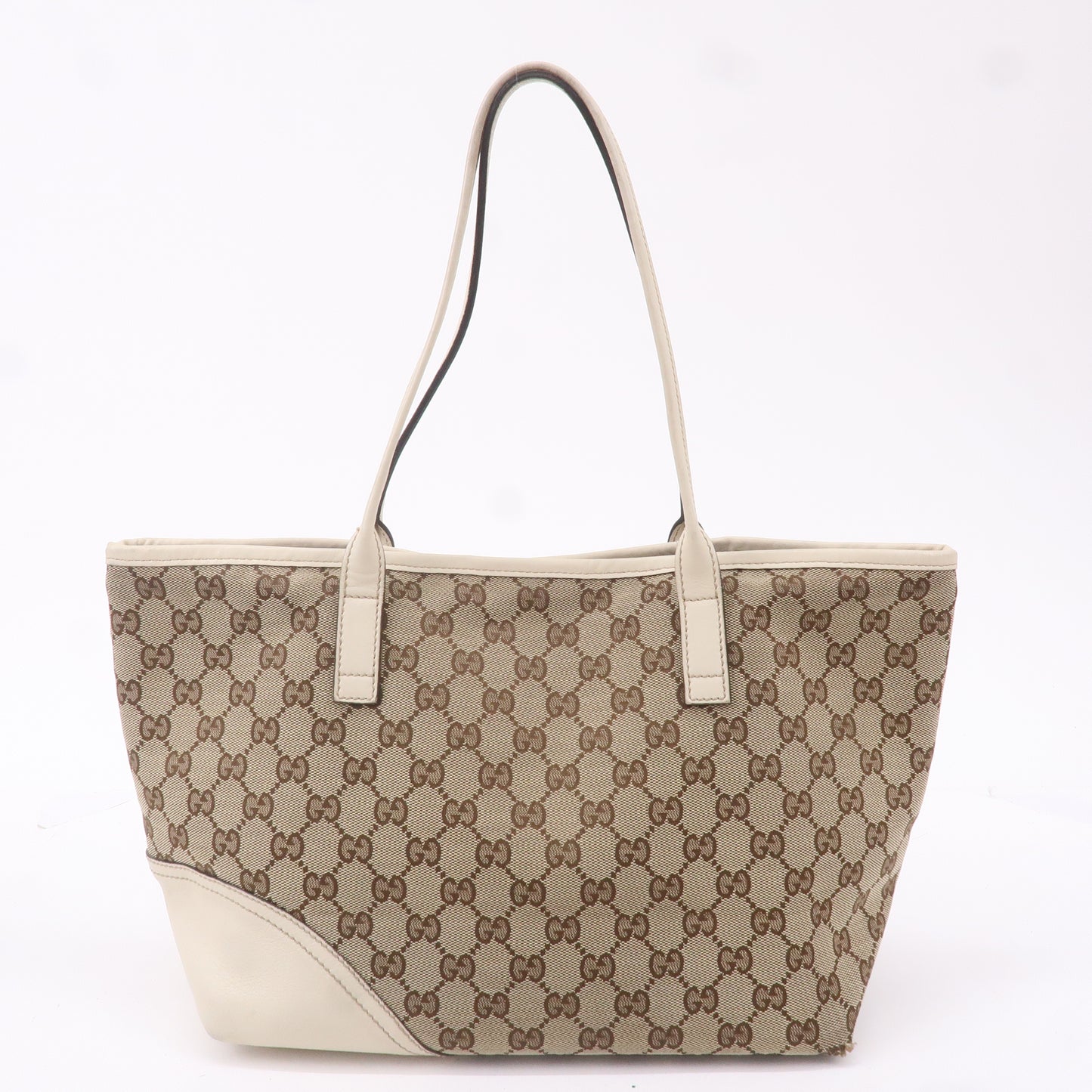 Gucci Tote Bag GG Canvas Hand 169946 Beige Brown Brit Authentic