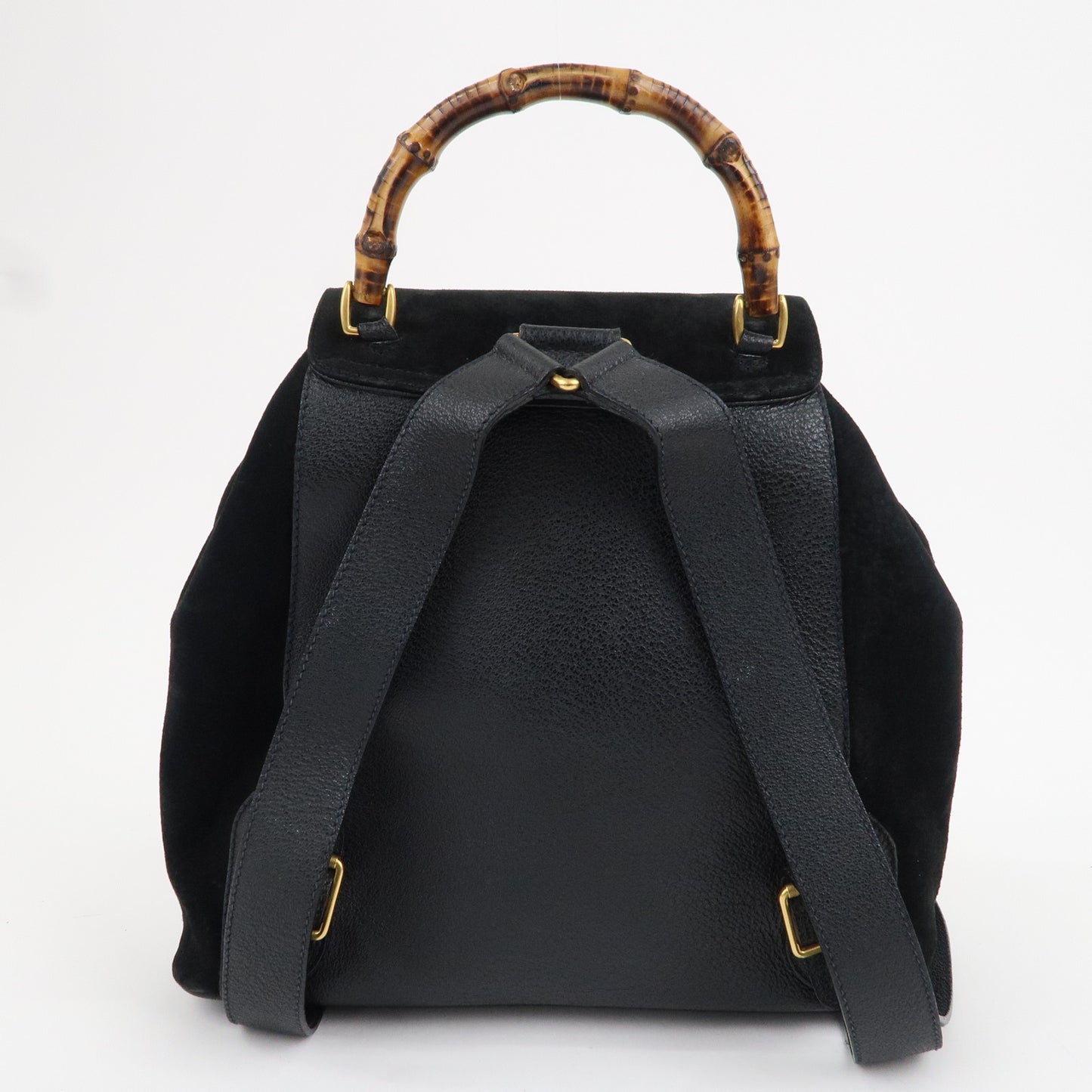 GUCCI Bamboo Suede Leather Back Pack Black 003.2058.0016