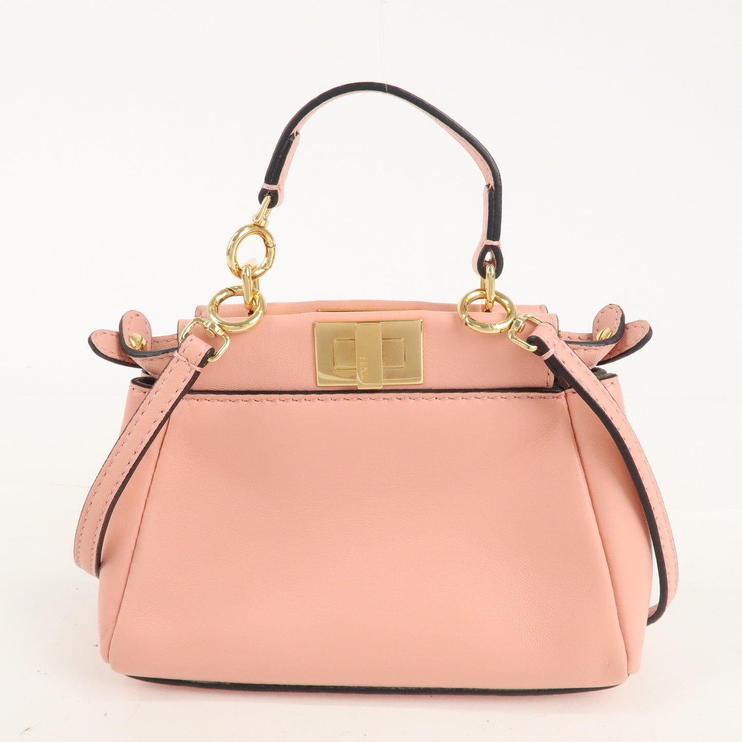 FENDI Micro Peekaboo Leather 2Way Bag Hand Bag Pink 8M0355