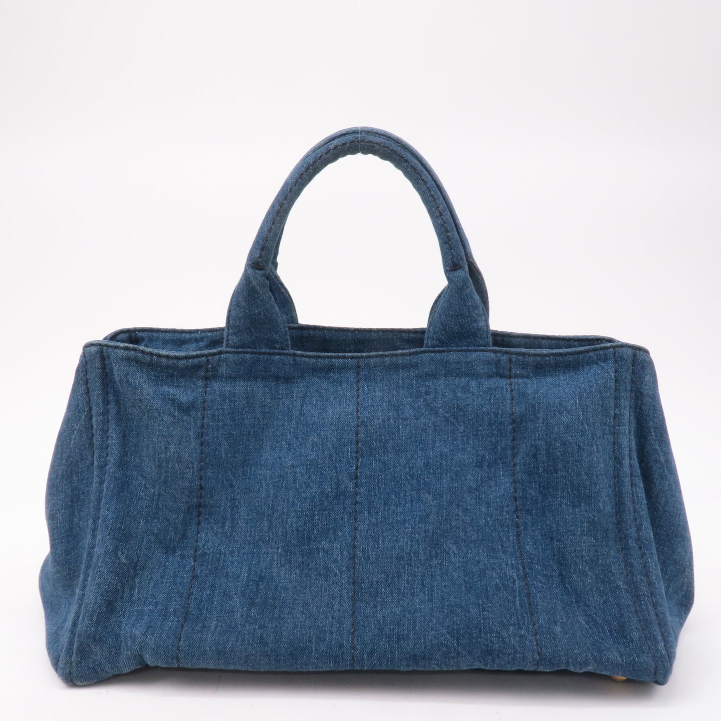 PRADA Canapa Large Canvas Tote Bag Hand Bag Denim Blue B1872B