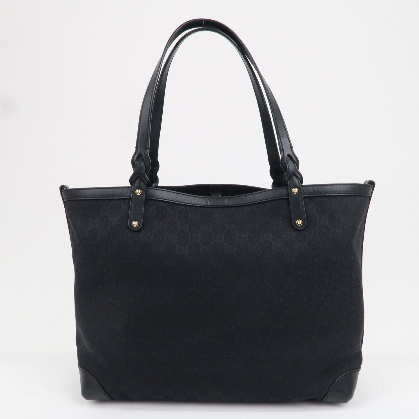 GUCCI GG Canvas Leather Tote Bag Shoulder Bag Black 247209