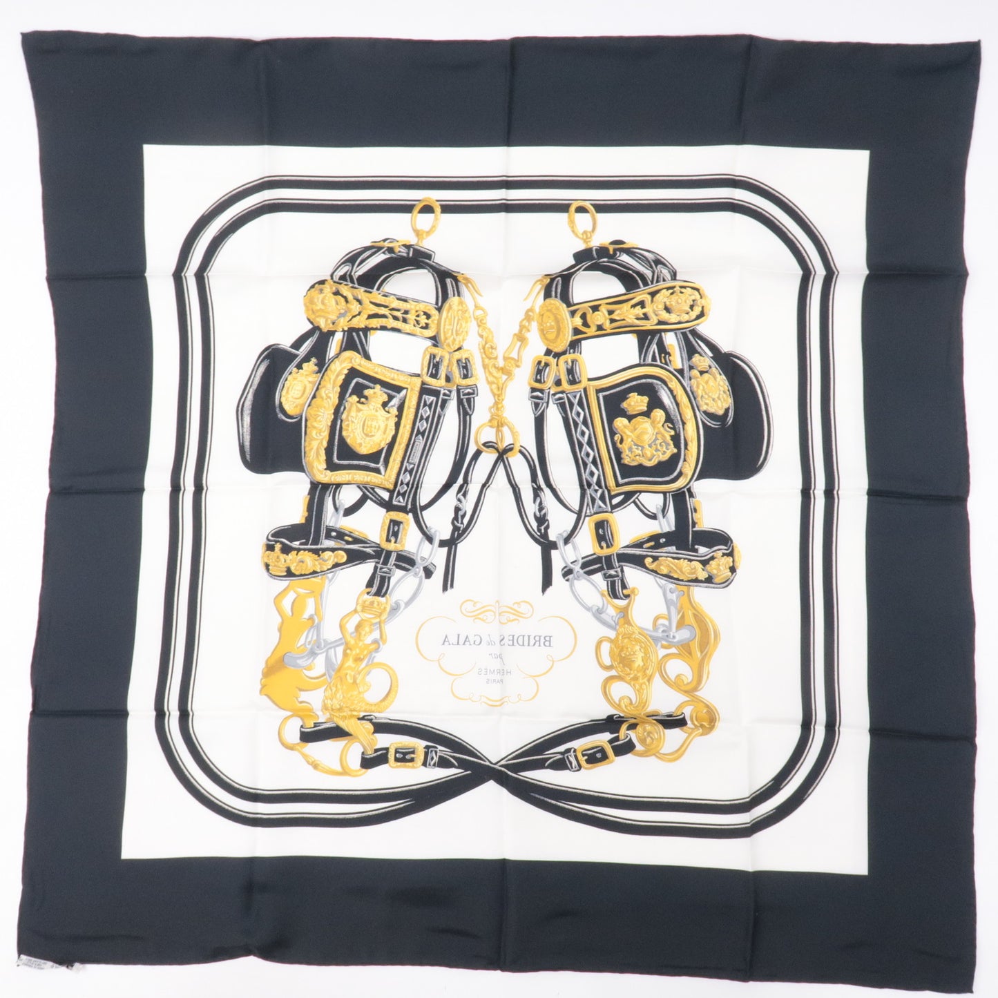 hermes black and white scarf