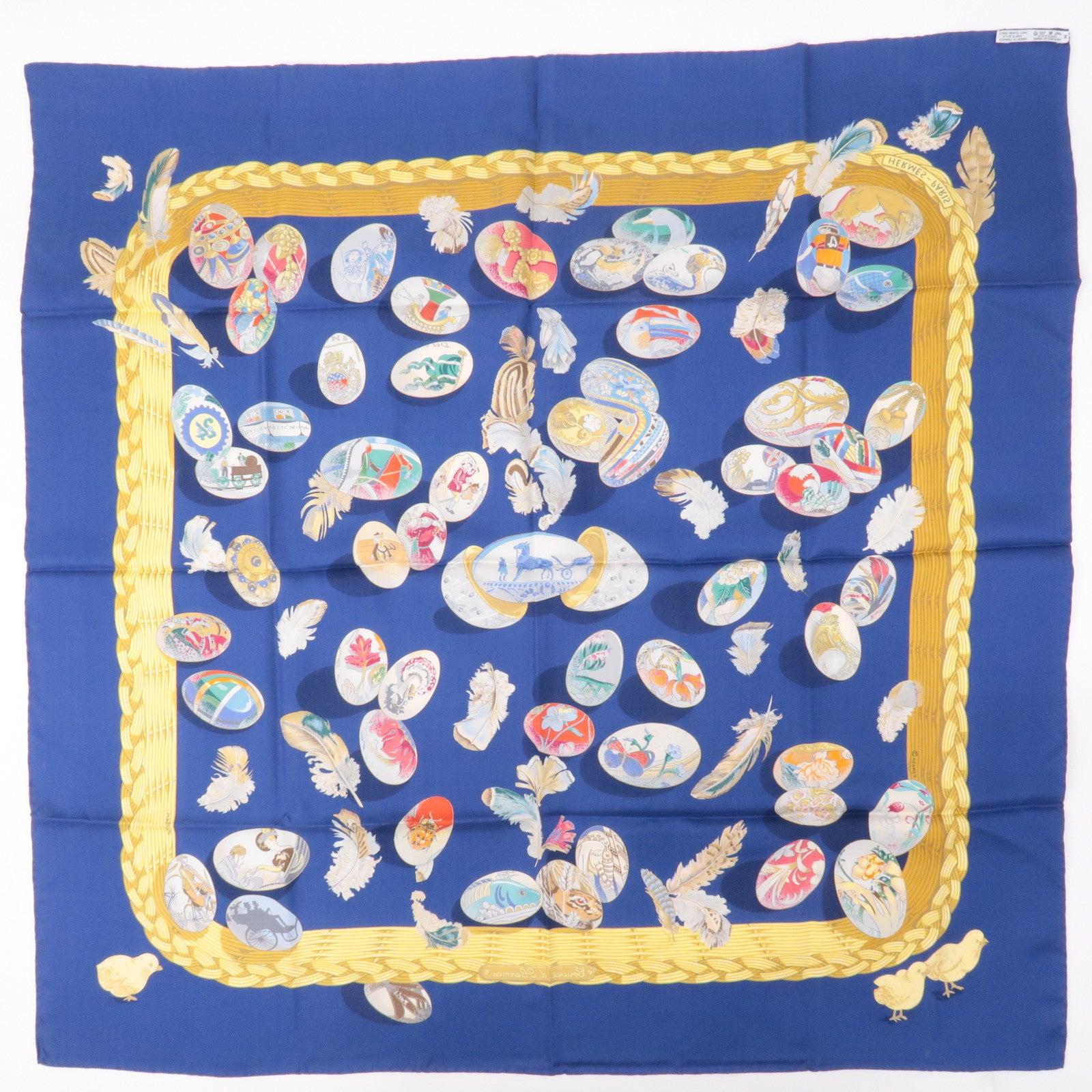 Hermes Scarf Carre 90 LVDOVICVS MAGNVS Navy Size 90cm×90cm Made in France　