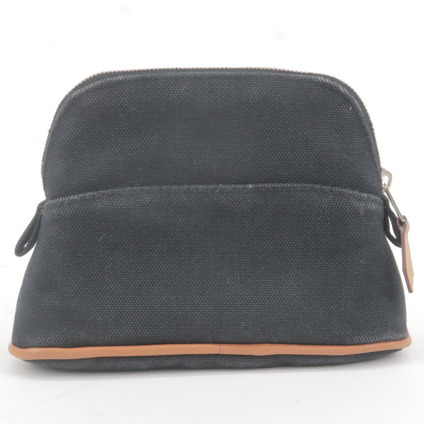 HERMES Bolide Pouch Canvas Leather Mini Cosmetics Bag Black