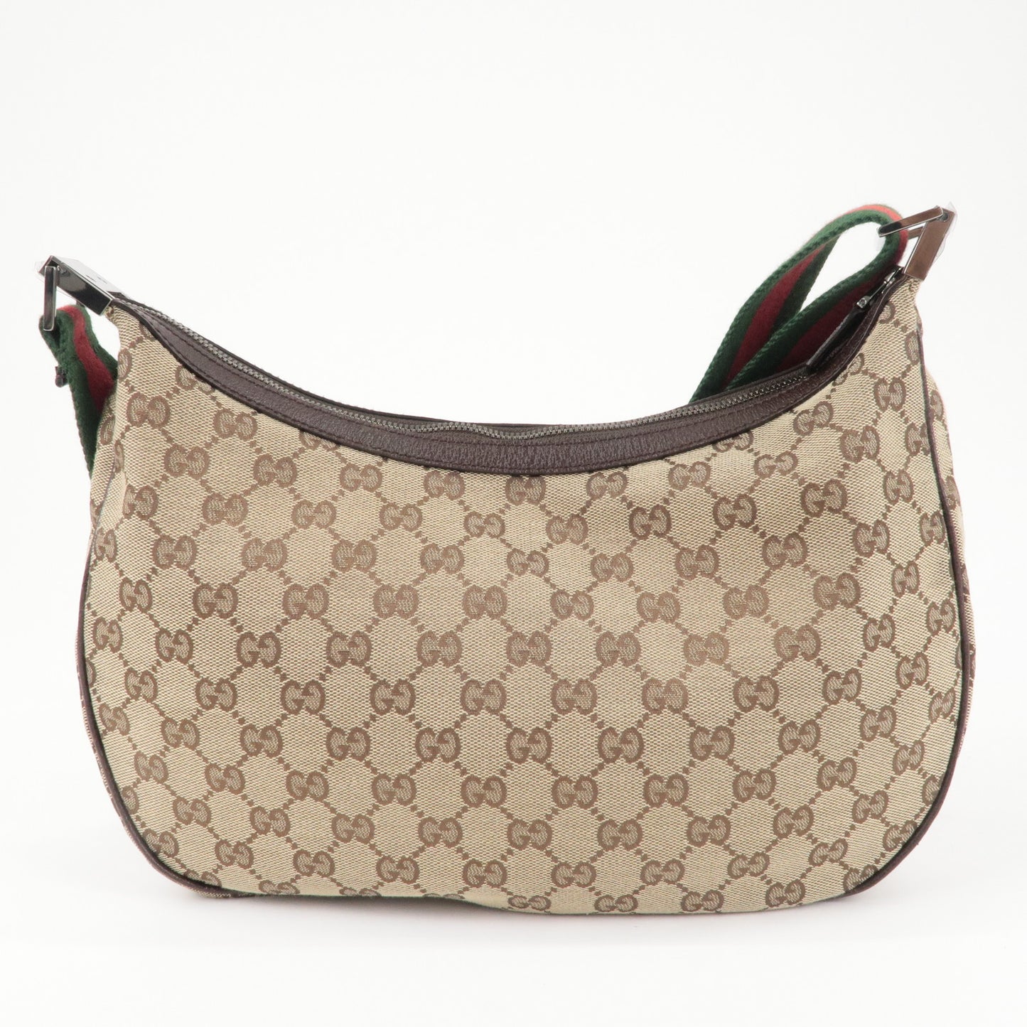 GUCCI-Sherry-GG-Canvas-Leather-Shoulder-Bag-Beige-Brown-122790