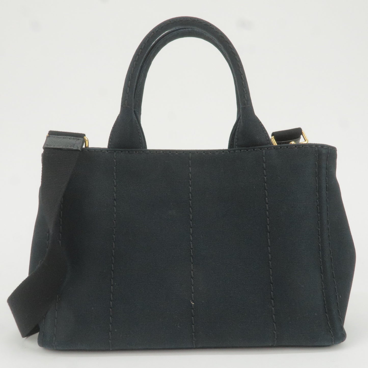 PRADA Canapa Mini Canvas 2Way Bag Shoulder Bag Black 1BG439