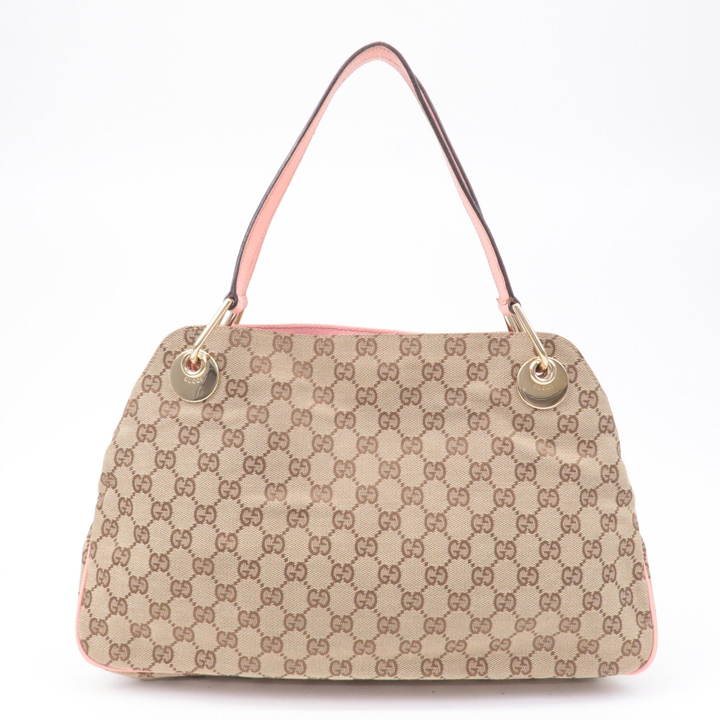 Gucci, Bags, Authentic Gucci Gg Monogram Tan And Pink Leather Eclipse Tote