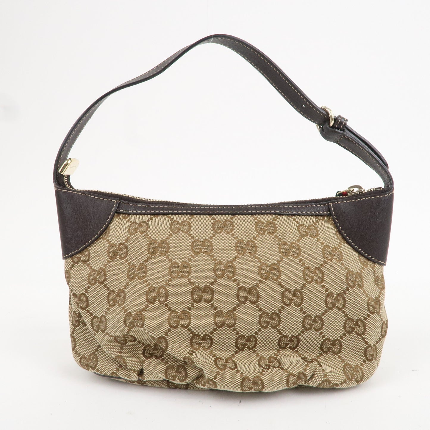 GUCCI Sherry GG Canvas Leather Shoulder Bag Beige Brown 224093