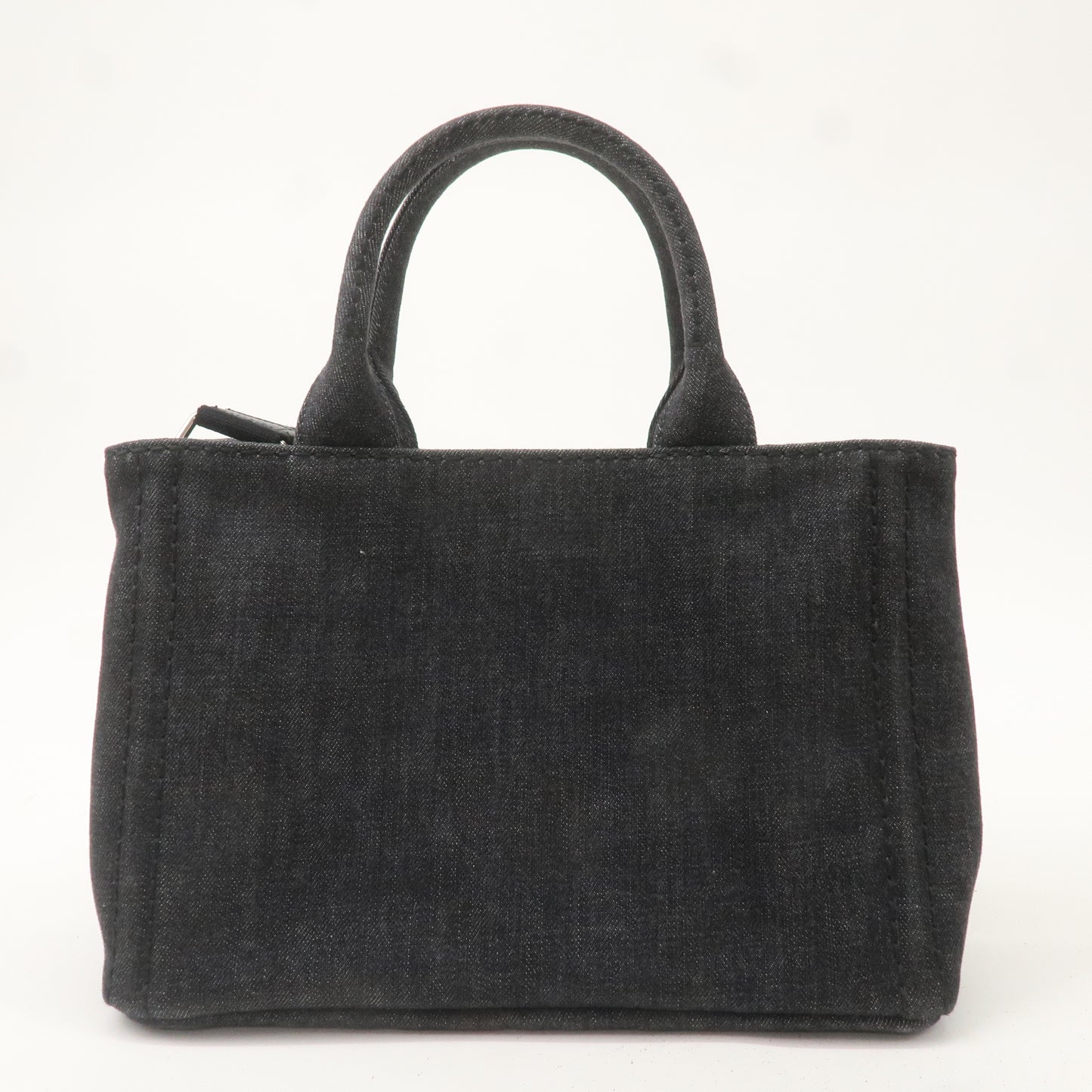 PRADA Logo Canapa Mini Canvas 2Way Hand Bag Denim Black 1BG439