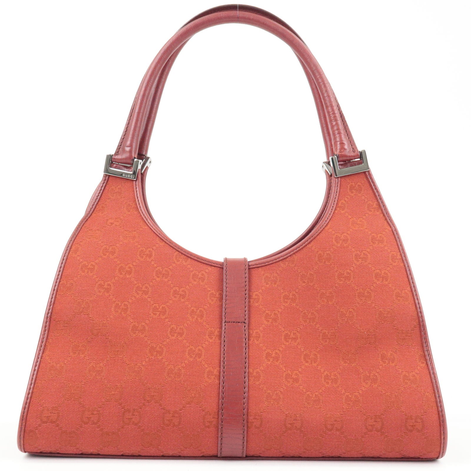 Gucci Jackie Vintage GG Canvas Leather Hobo Bag Red