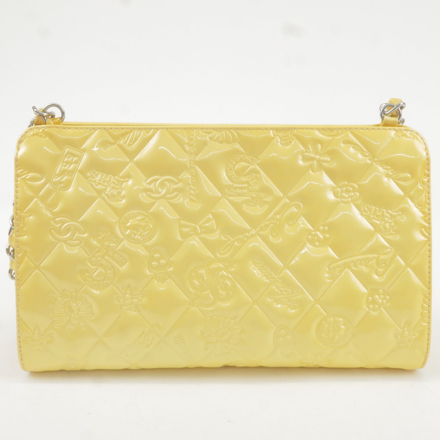 CHANEL Icon Line Enamel Chain Shoulder Bag Yellow A37156
