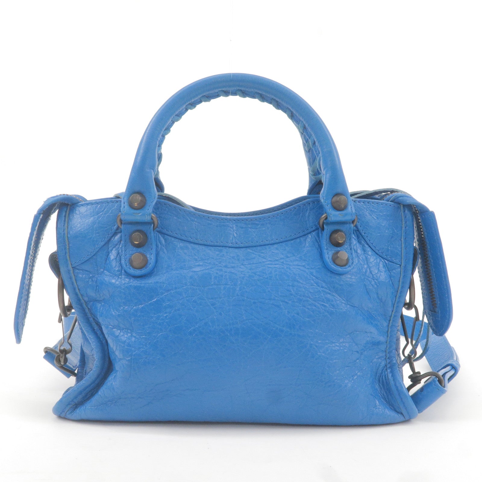 Balenciaga Blue Perforated Leather Moto Classic City Bag – I MISS YOU  VINTAGE