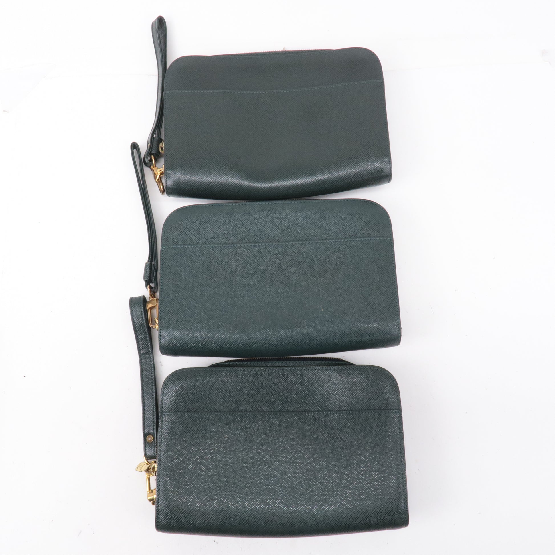 Louis Vuitton, Bags, Louis Vuitton Taiga Baikal Leather Green Clutch Bag