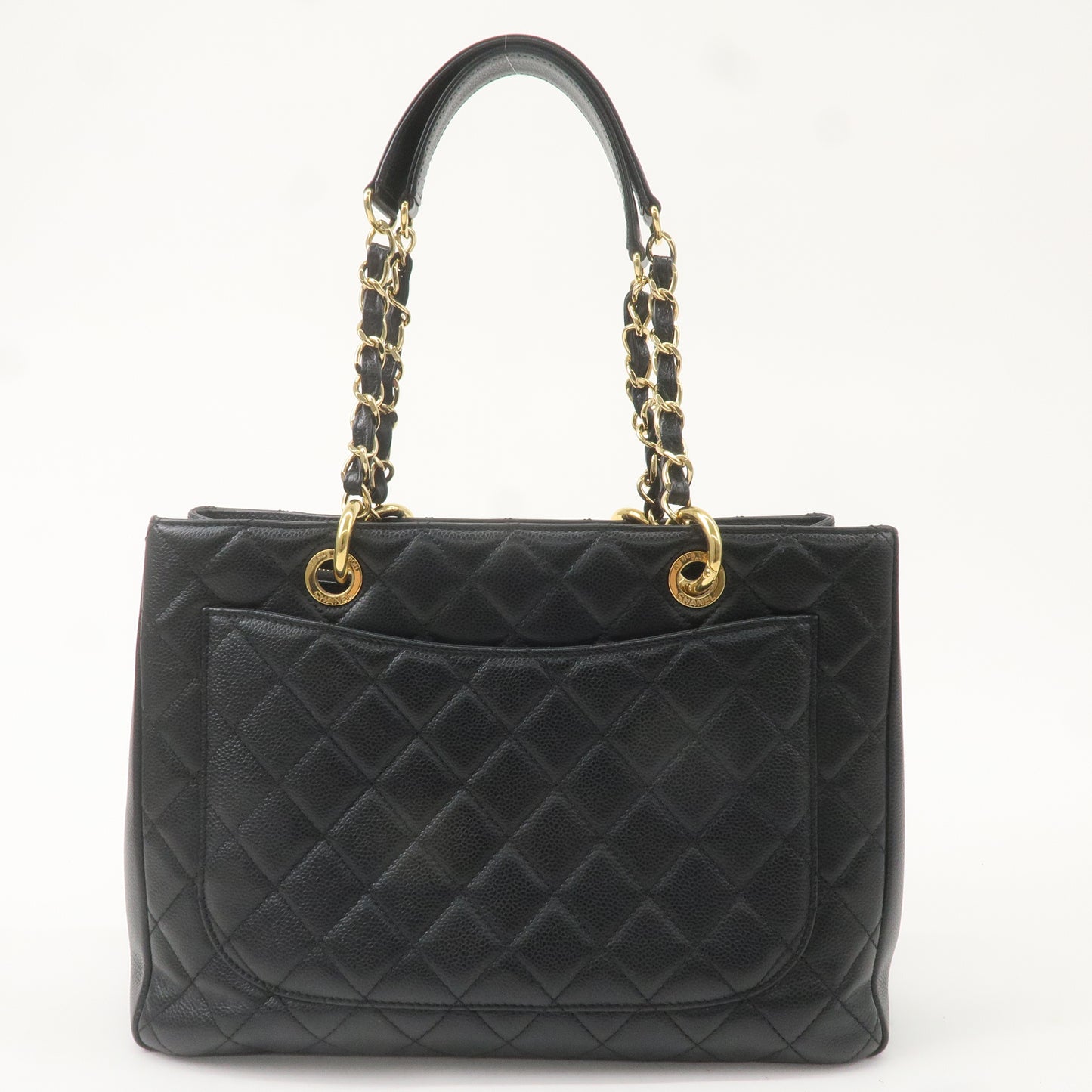 CHANEL Matelasse Caviar Skin GST Chain Tote Bag Black A50995