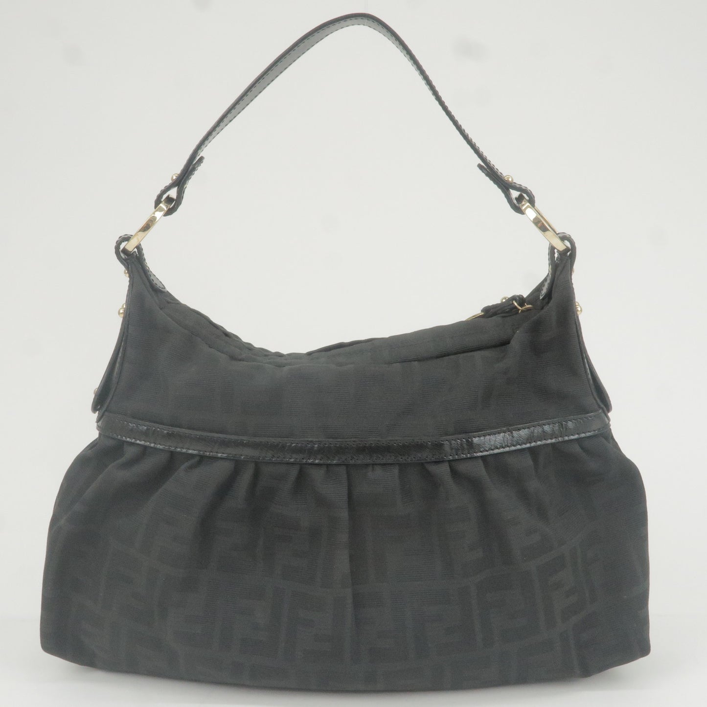 FENDI Zucca Canvas Leather Shoulder Bag Hand Bag Black 15079