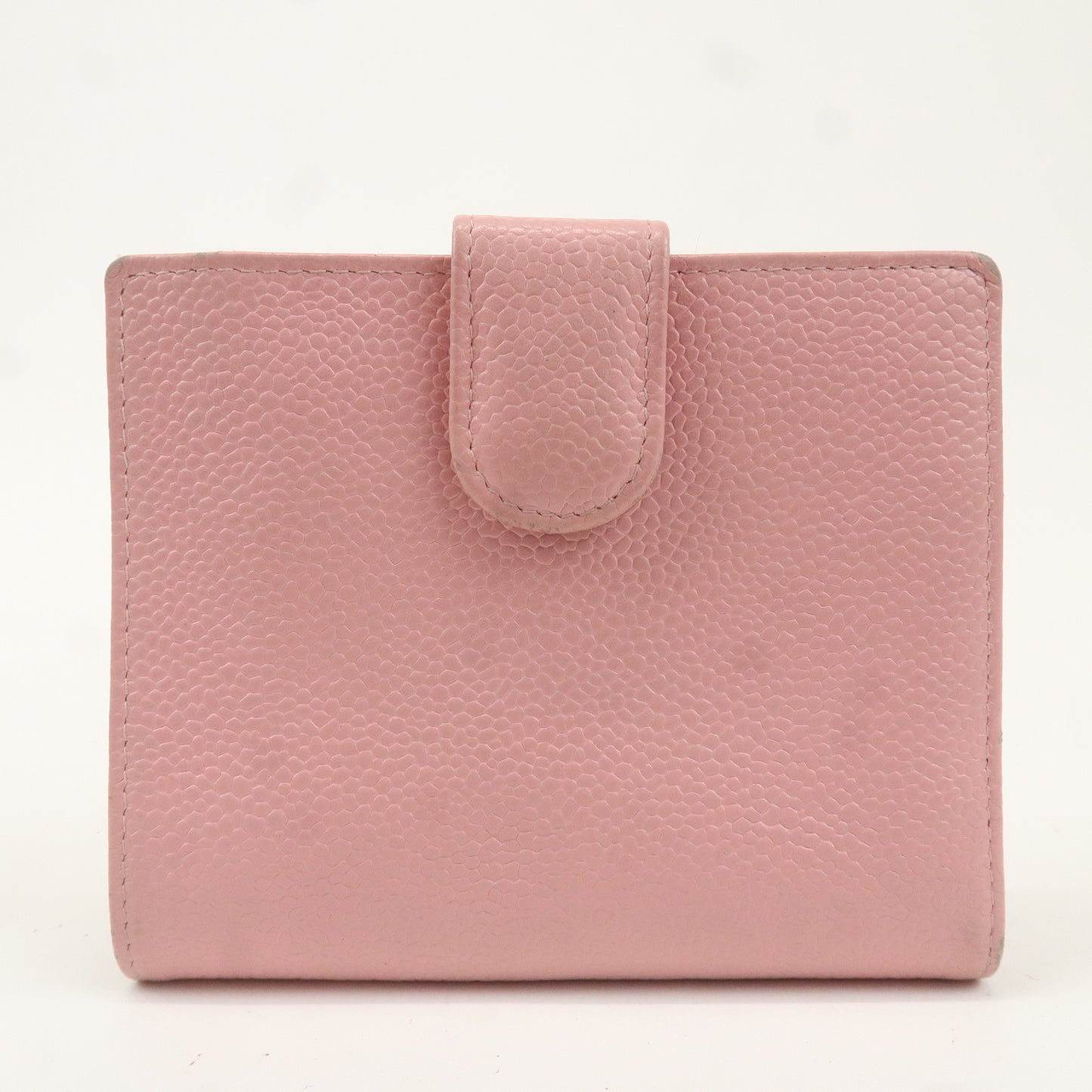 CHANEL Coco Mark Caviar Skin Double Hook Wallet Pink A13496