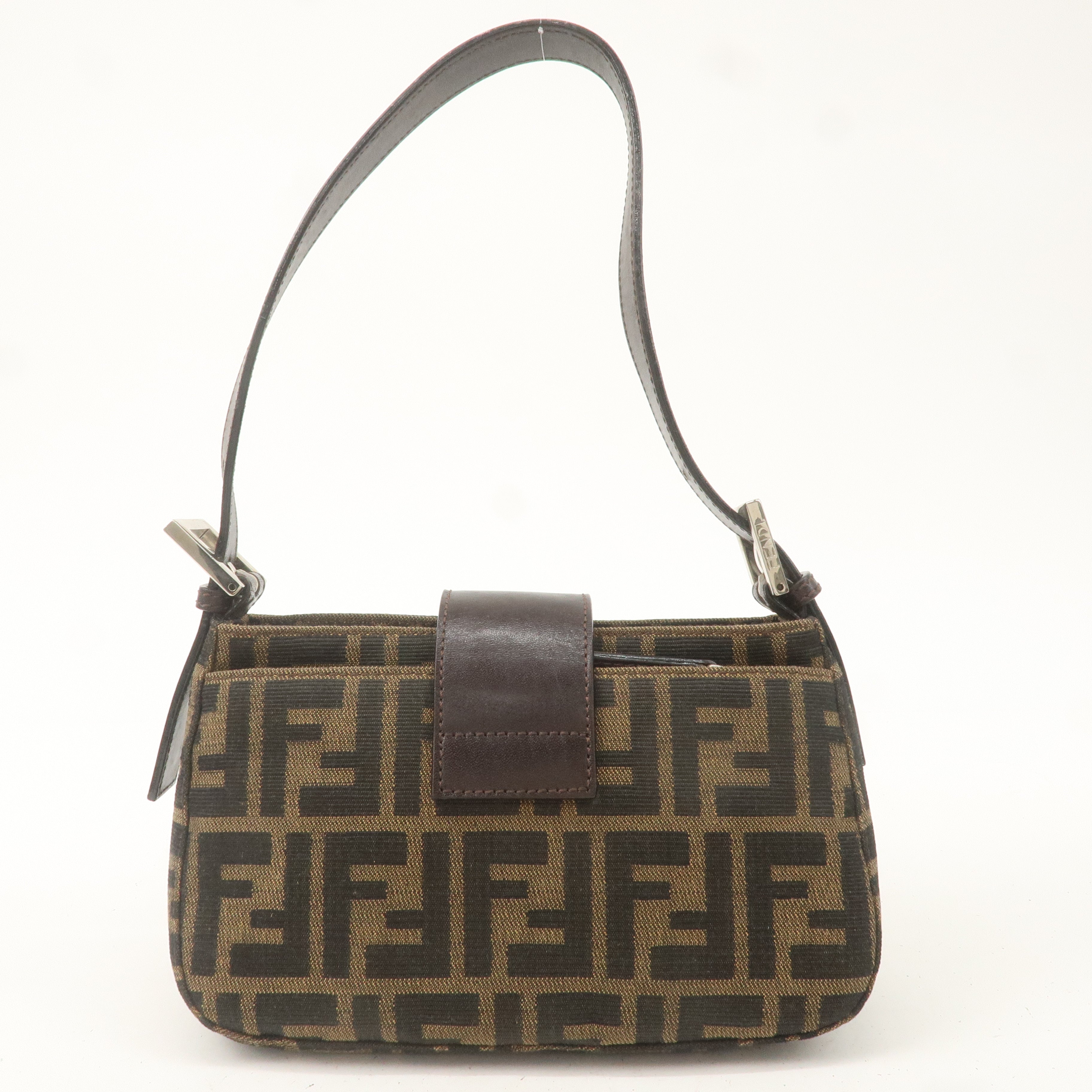 FENDI Zucca Canvas Leather Shoulder Bag Khaki Brown Black 26723 dct ep vintage luxury Store