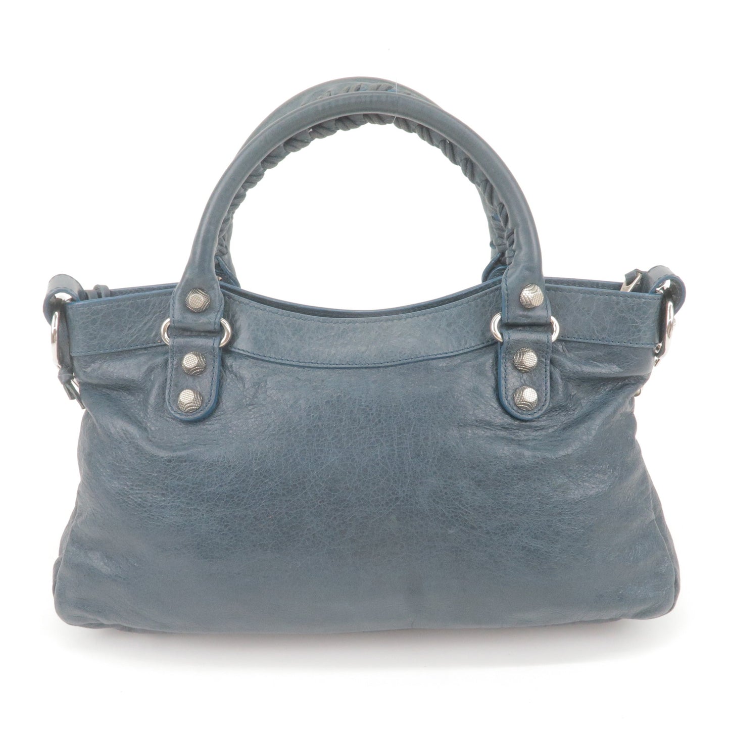 BALENCIAGA The First Leather 2Way Bag Hand Bag Navy 204577
