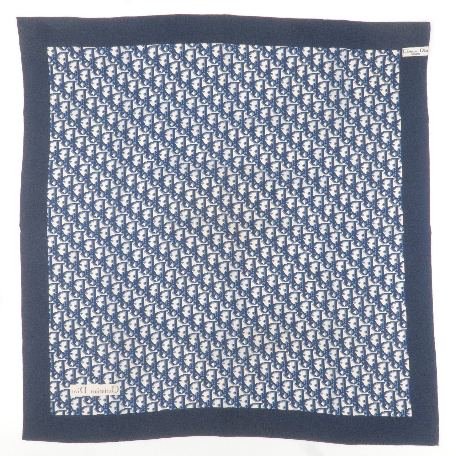 Christian-Dior-Trotter-Logo-Silk-100%-Scarf-Navy – Poligo