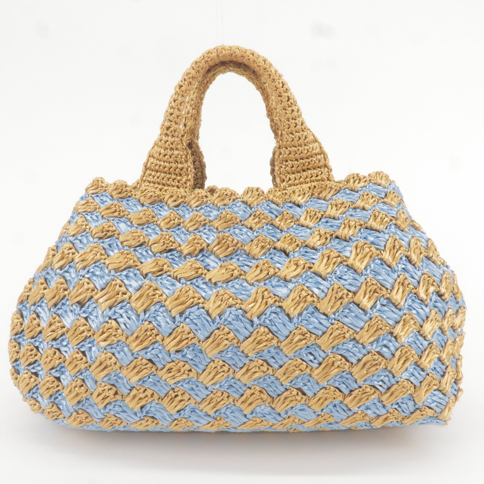 PRADA-Raffia-Crochet-Canapa-Tote-Bag-Blue-Beige-BN2303
