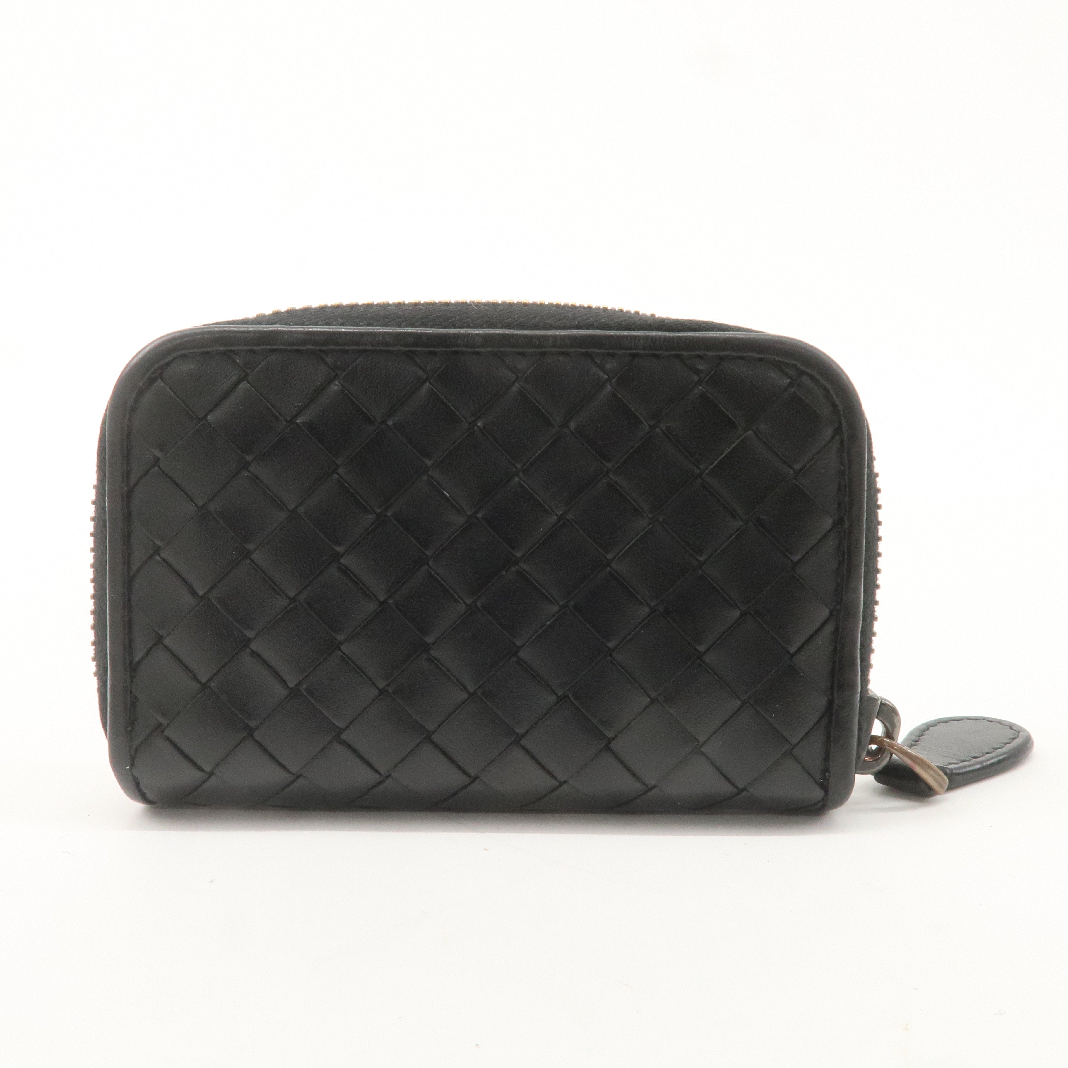 BOTTEGA VENETA Intrecciato Leather Coin Case Coin Purse Black