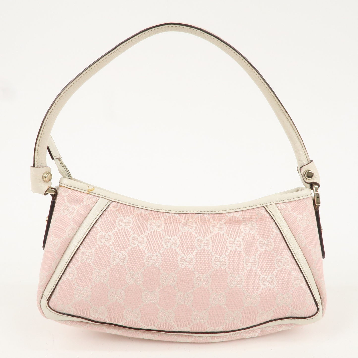 GUCCI Abbey GG Canvas Leather Shoulder Bag Pink Ivory 130939