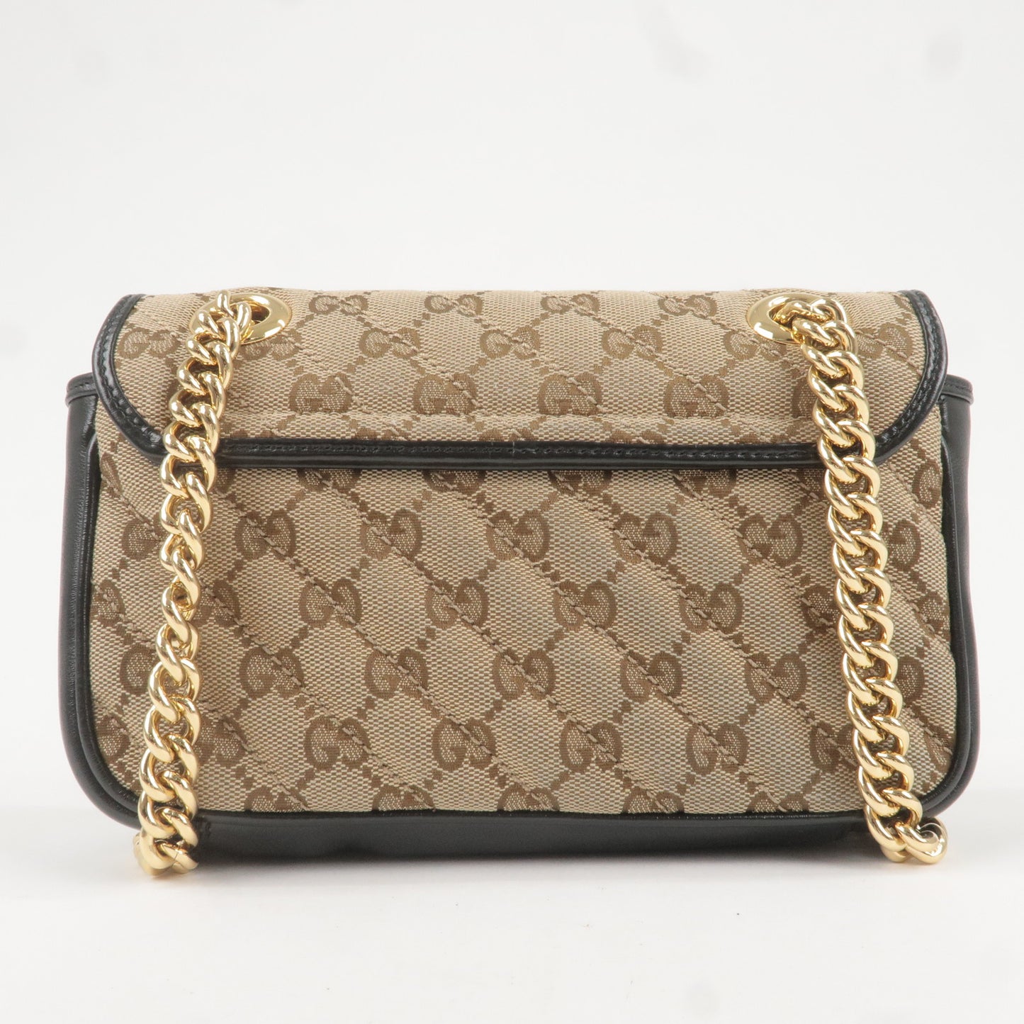 GUCCI GG Marmont GG Canvas Leather Chain Shoulder Bag 446744