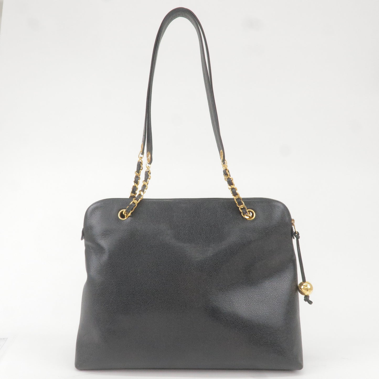 CHANEL Caviar Skin Chain Tote Bag Hand Bag Black 3636723