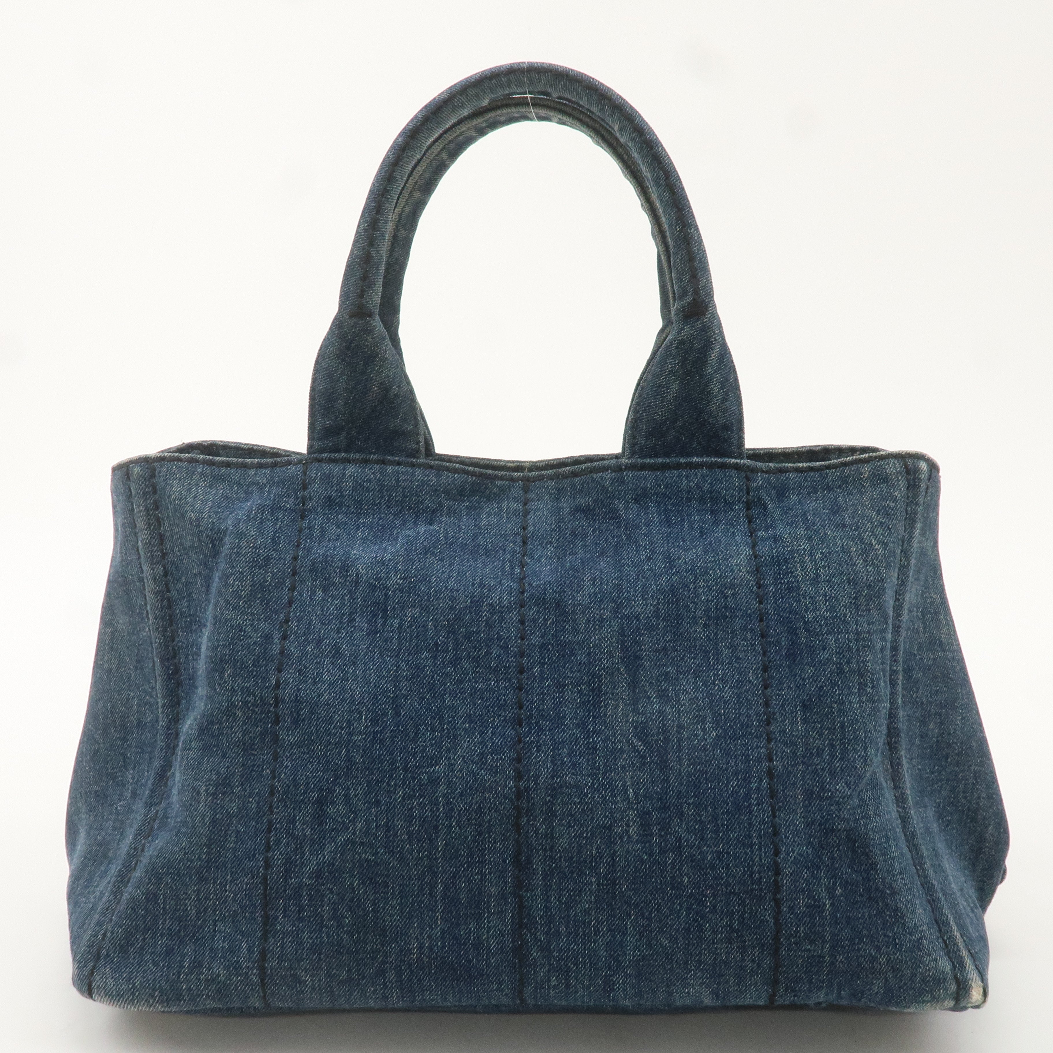 PRADA Canapa Denim Tote Bag Hand Bag Denim Blue B1877B