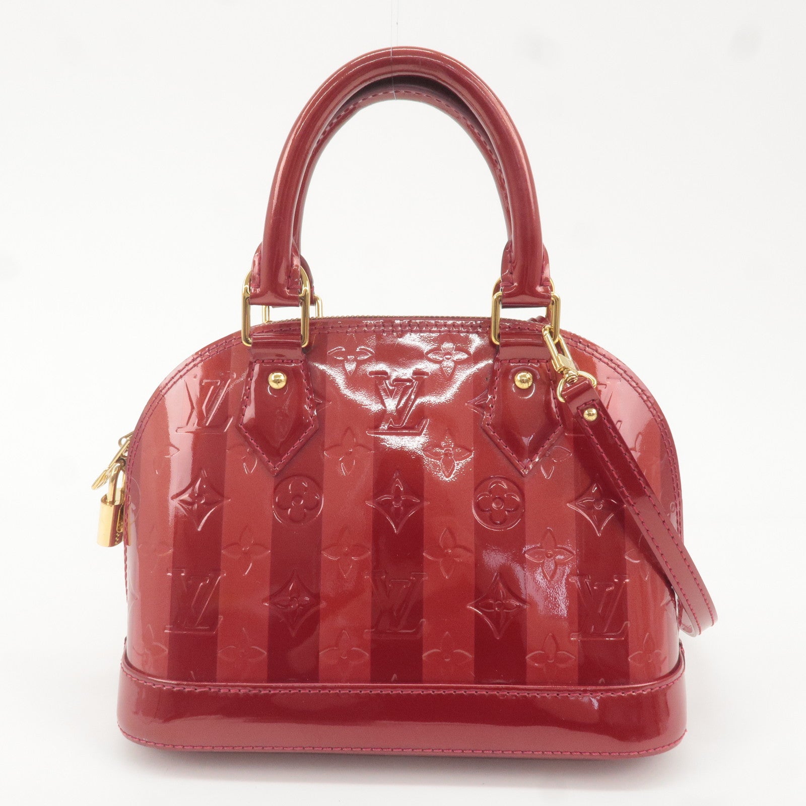 LOUIS VUITTON Vernis Rayures Alma BB 2Way Hand Bag Pink M91593 LV Auth  jk1654a Patent leather ref.583402 - Joli Closet