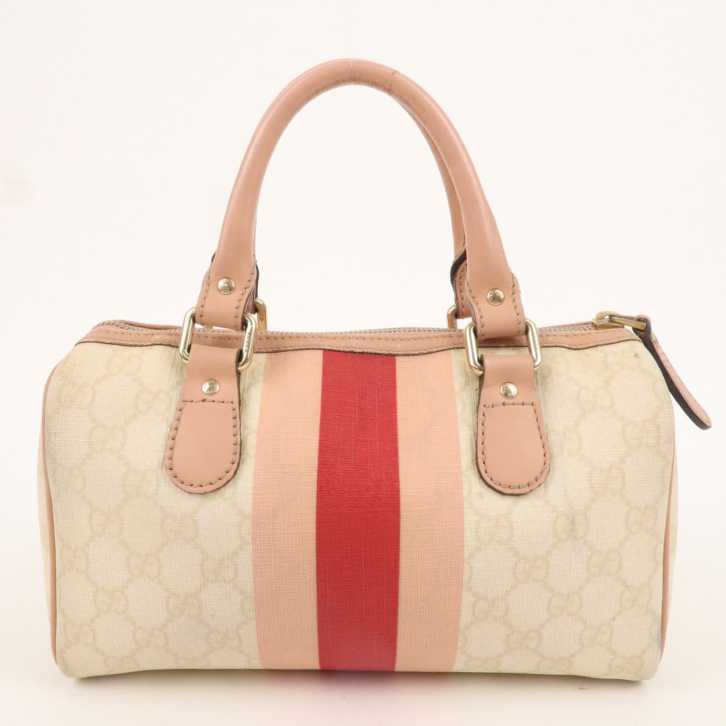 GUCCI Joyline GG Plus Leather Mini Boston Bag Beige Pink 190257