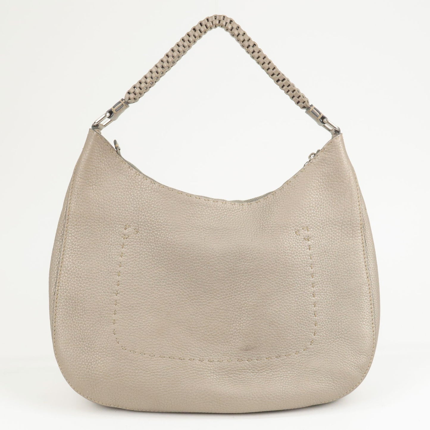 FENDI Selleria Leather Shoulder Bag Beige 8BR648
