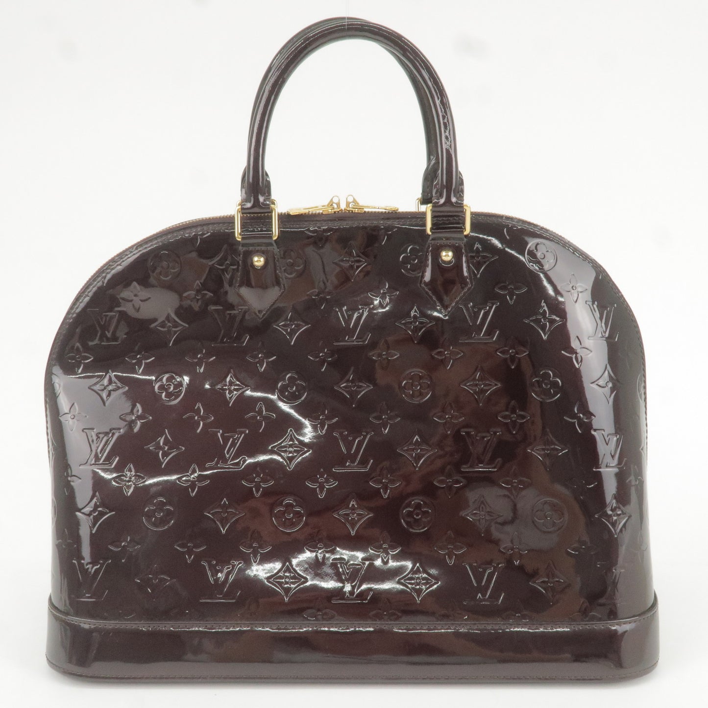 LOUIS VUITTON Alma GM Monogram Vernis Leather Satchel Bag Amarante