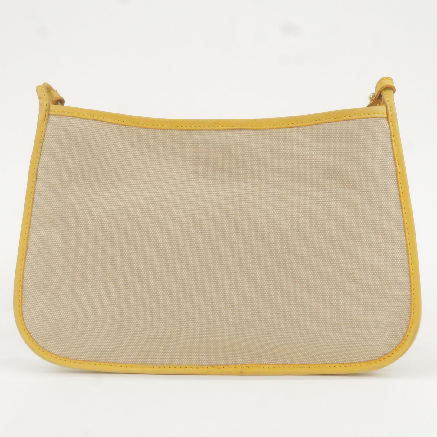 FENDI Logo Canvas Leather Shoulder Bag Beige Yellow 8BT084