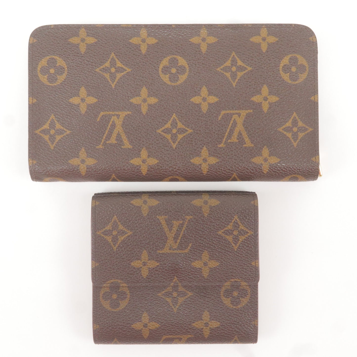Leather and Monogram canvas set, wallet containing plast…