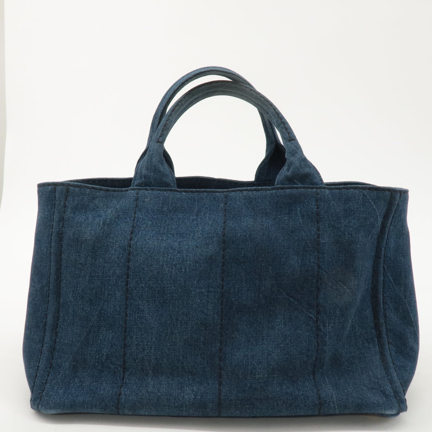 PRADA Logo Canapa Denim 2Way Bag Tote Bag Hand Bag Blue B1877G