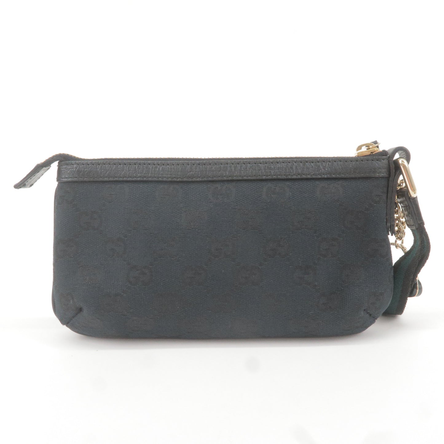 GUCCI SHerry GG Canvas Leather Small Pouch Black 152507