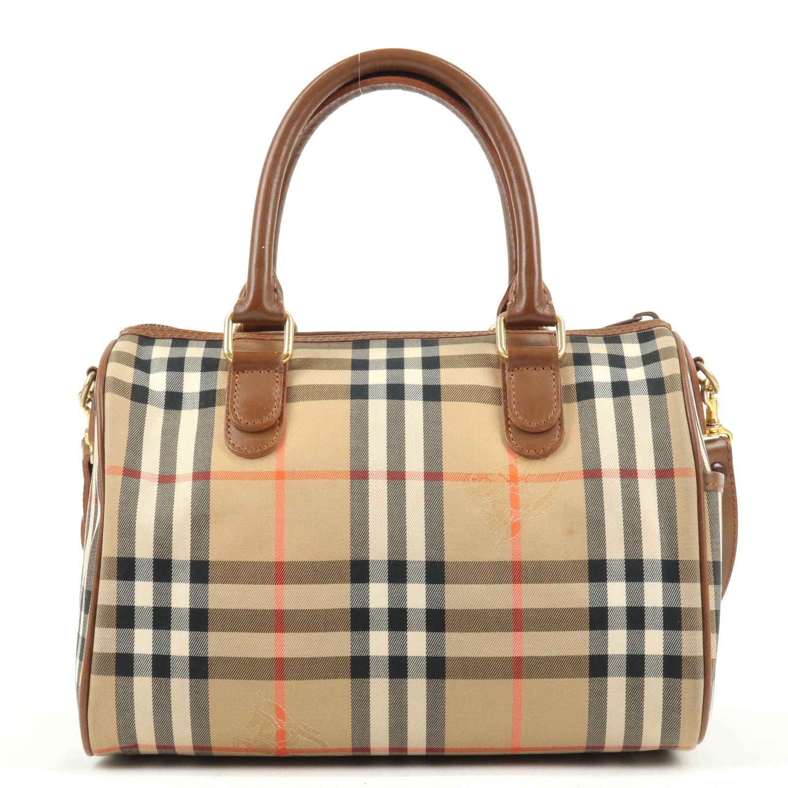 BURBERRY-Nova-Plaid-Canvas-Leather-2Way-Mini-Boston-Bag-BeigeBrown 