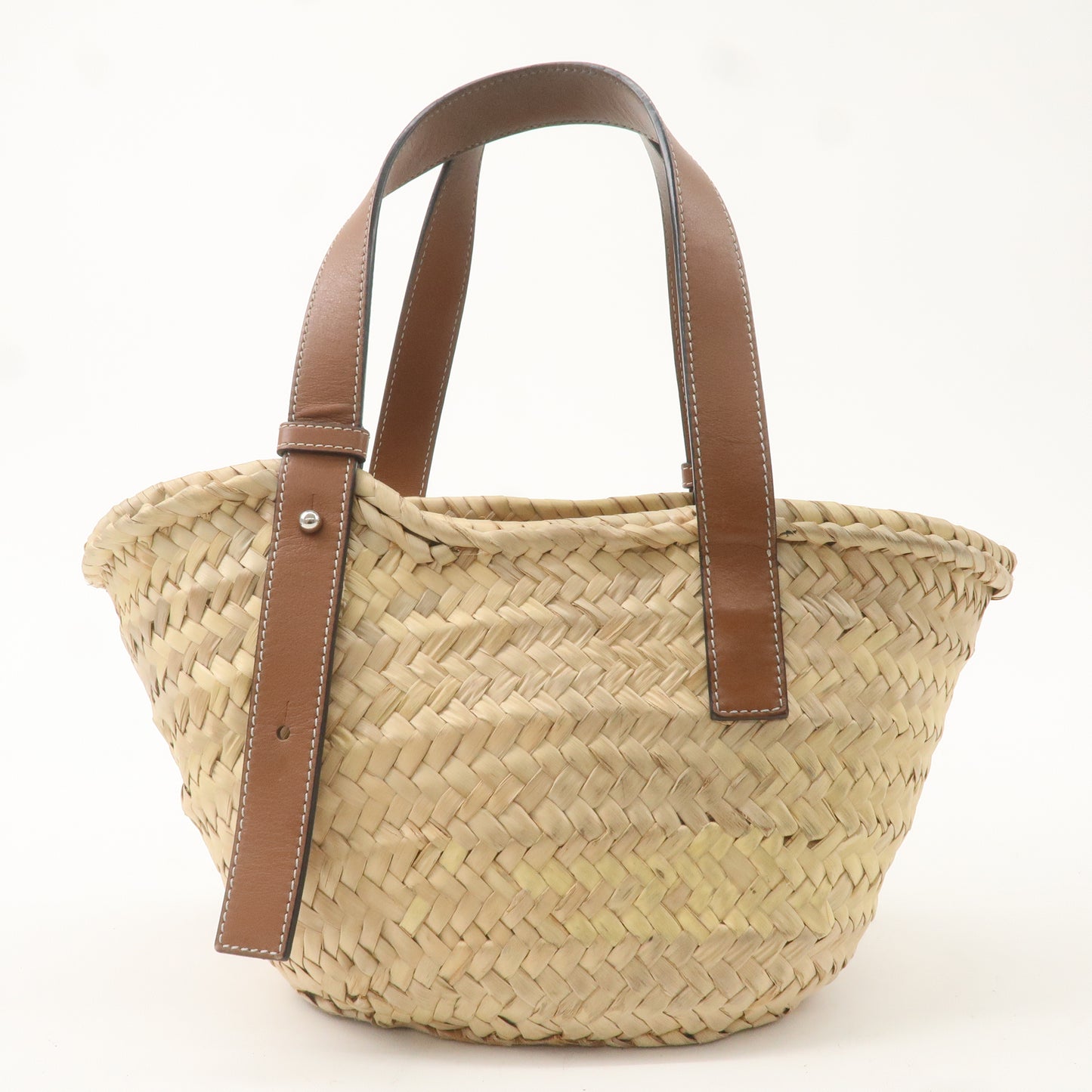 Authe LOEWE Palm Leaf Leather Basket Bag Small 327.02.S93 Natural Teint