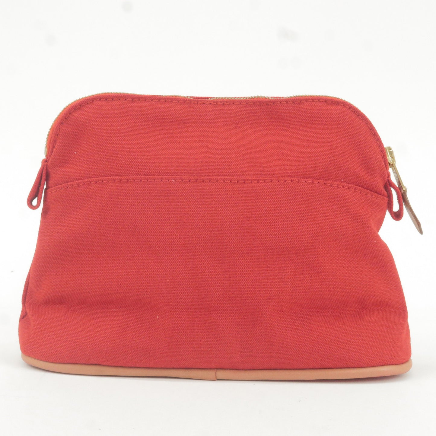 HERMES Canvas Leather Bolide Pouch PM Cosmetics Pouch Red