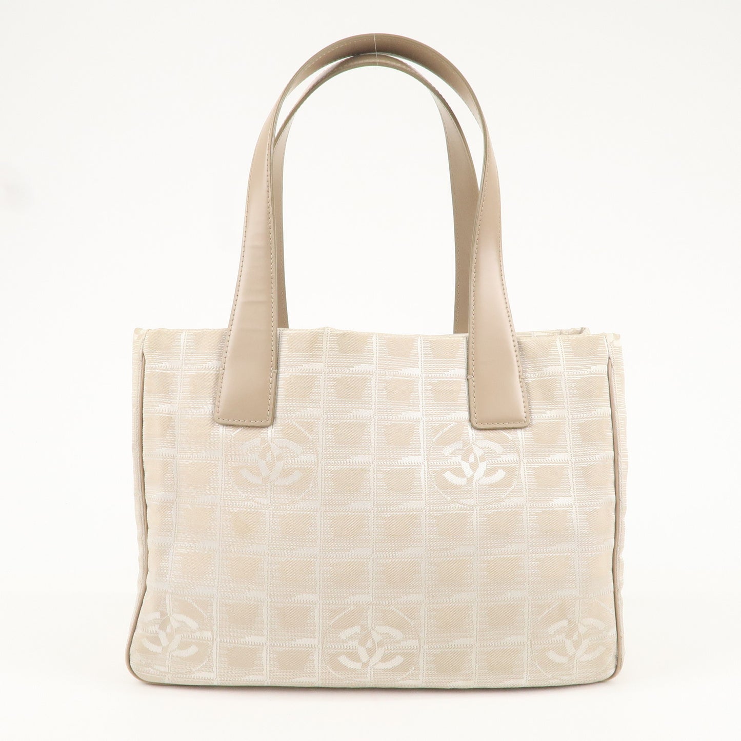 CHANEL New Travel Line Nylon Jacquard Leather Tote PM Beige A20457