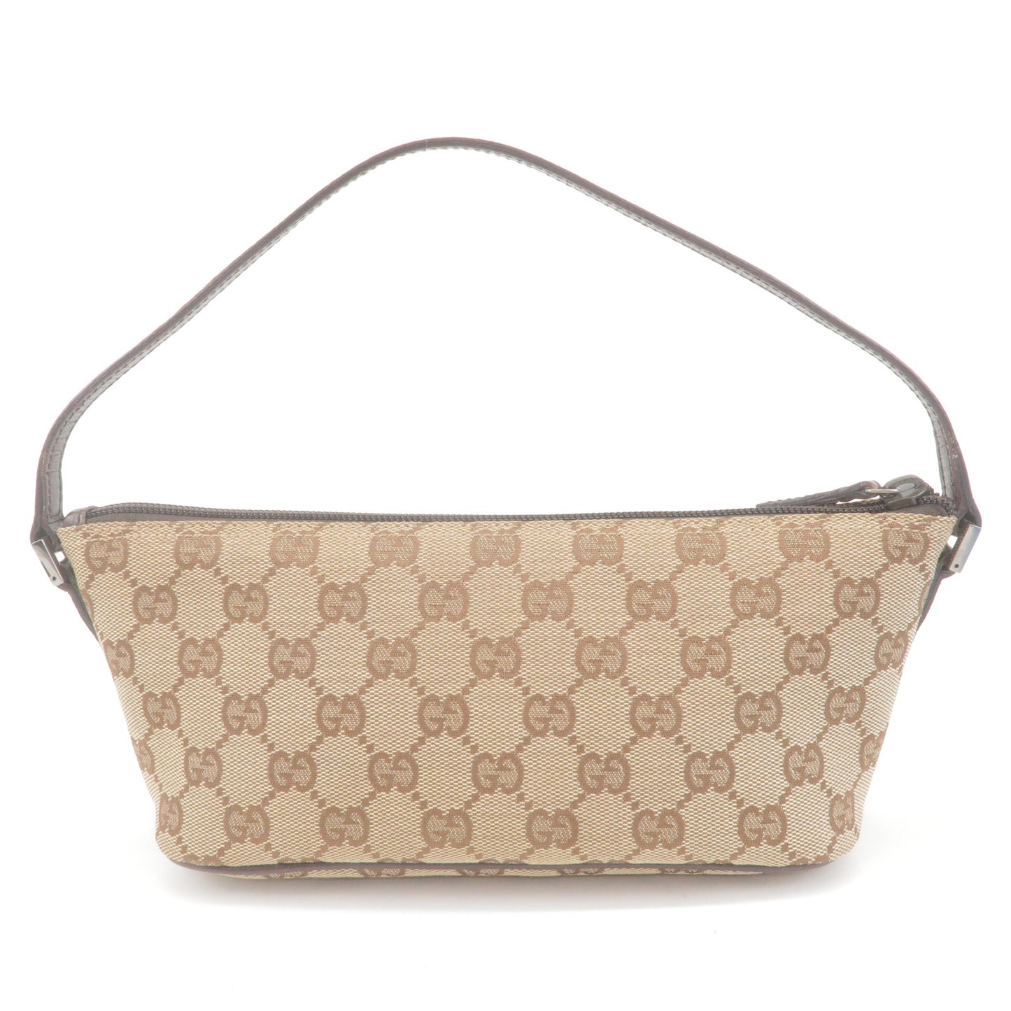 GUCCI Boat Bag GG Canvas Leather Hand Bag Beige Brown 07198