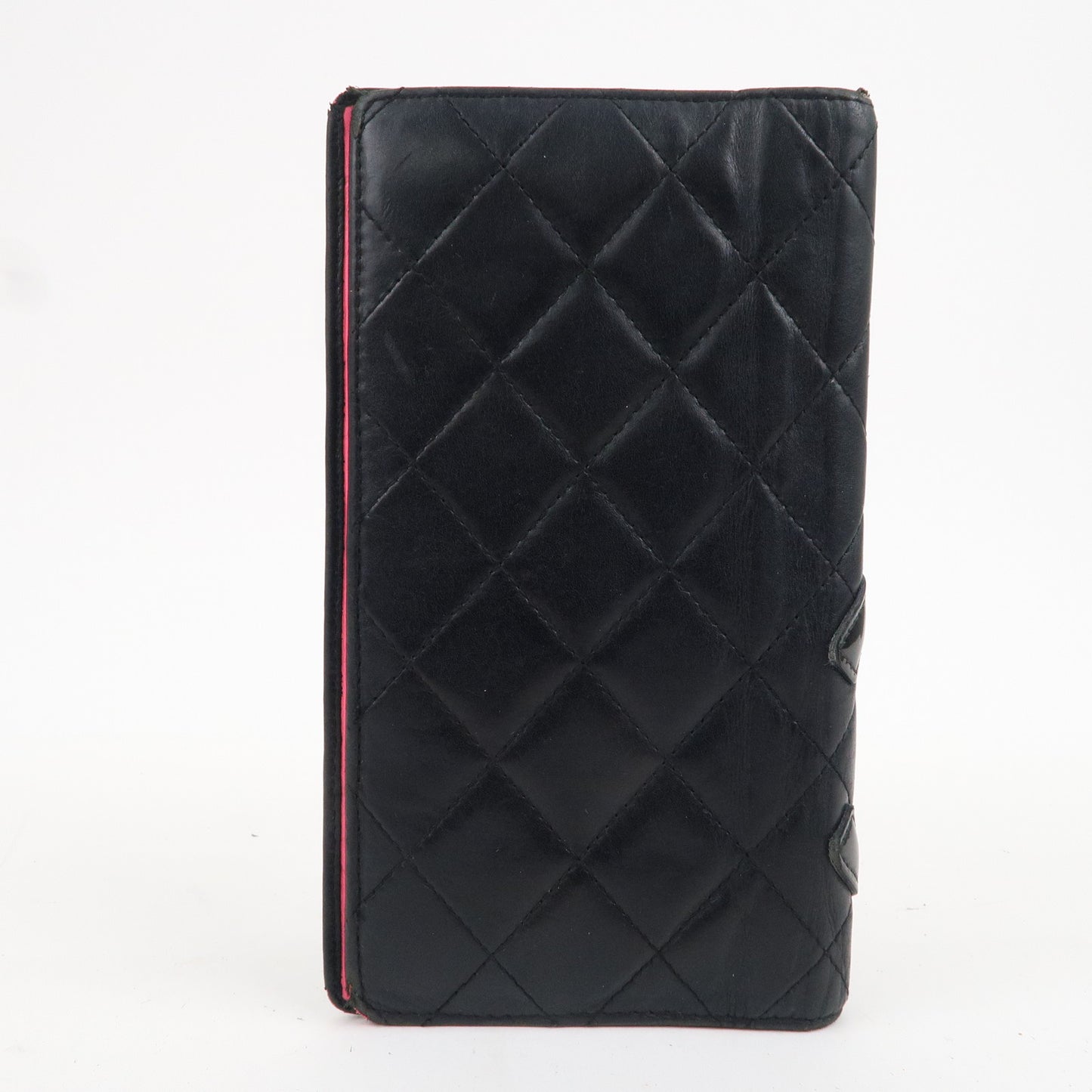 CHANEL Cambon Line Lamb Skin Bi-fold Wallet Black A26717