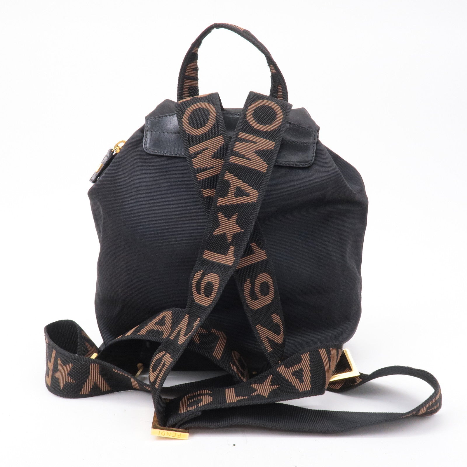 FENDI-ROMA-1925-Nylon-Leather-Back-Pack-Pouch-Black – dct 