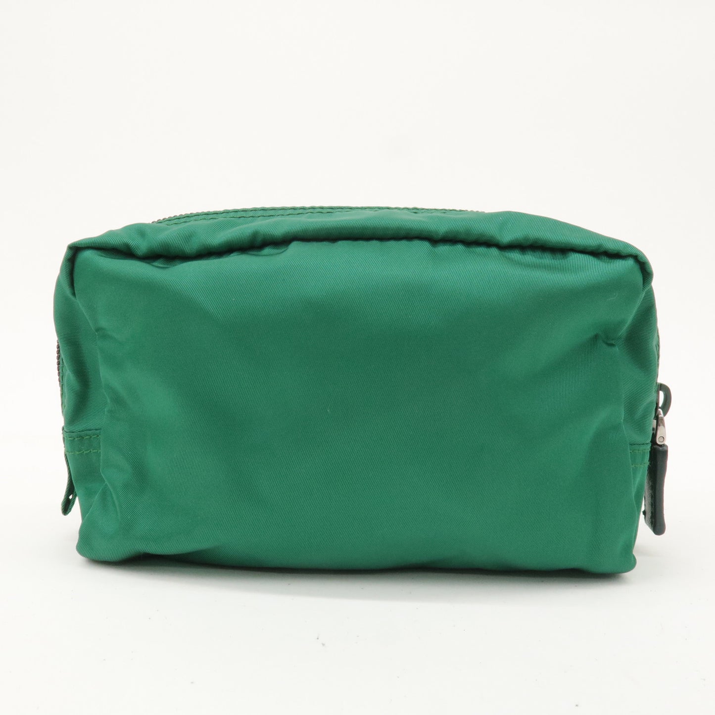 PRADA Logo Nylon Leather Cosmetic Pouch Green 1N1393