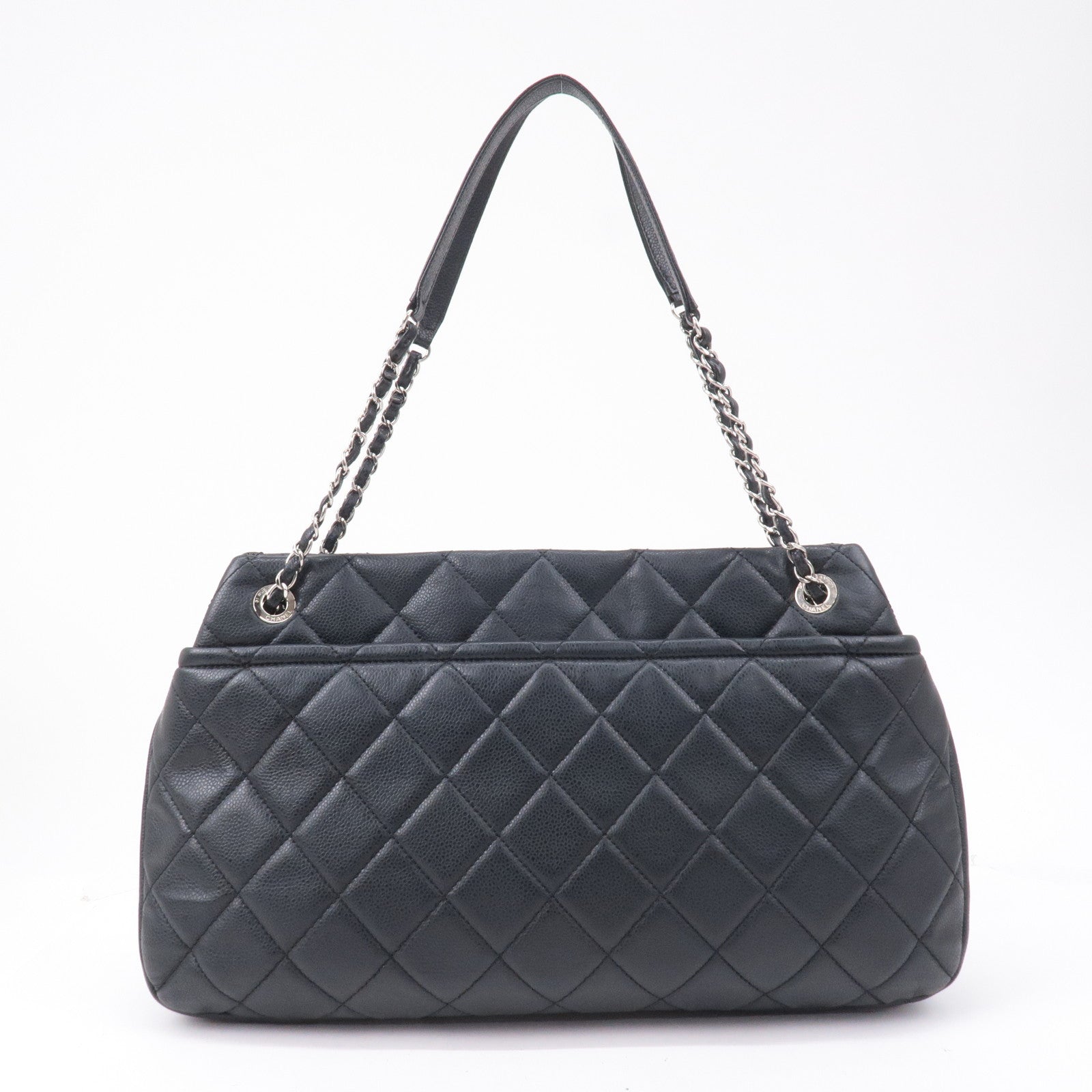 CHANEL, Bags, Chanel Cc Black Caviar Quilted 24kgold Hardware Chain  Carryall Shopper Tote Bag