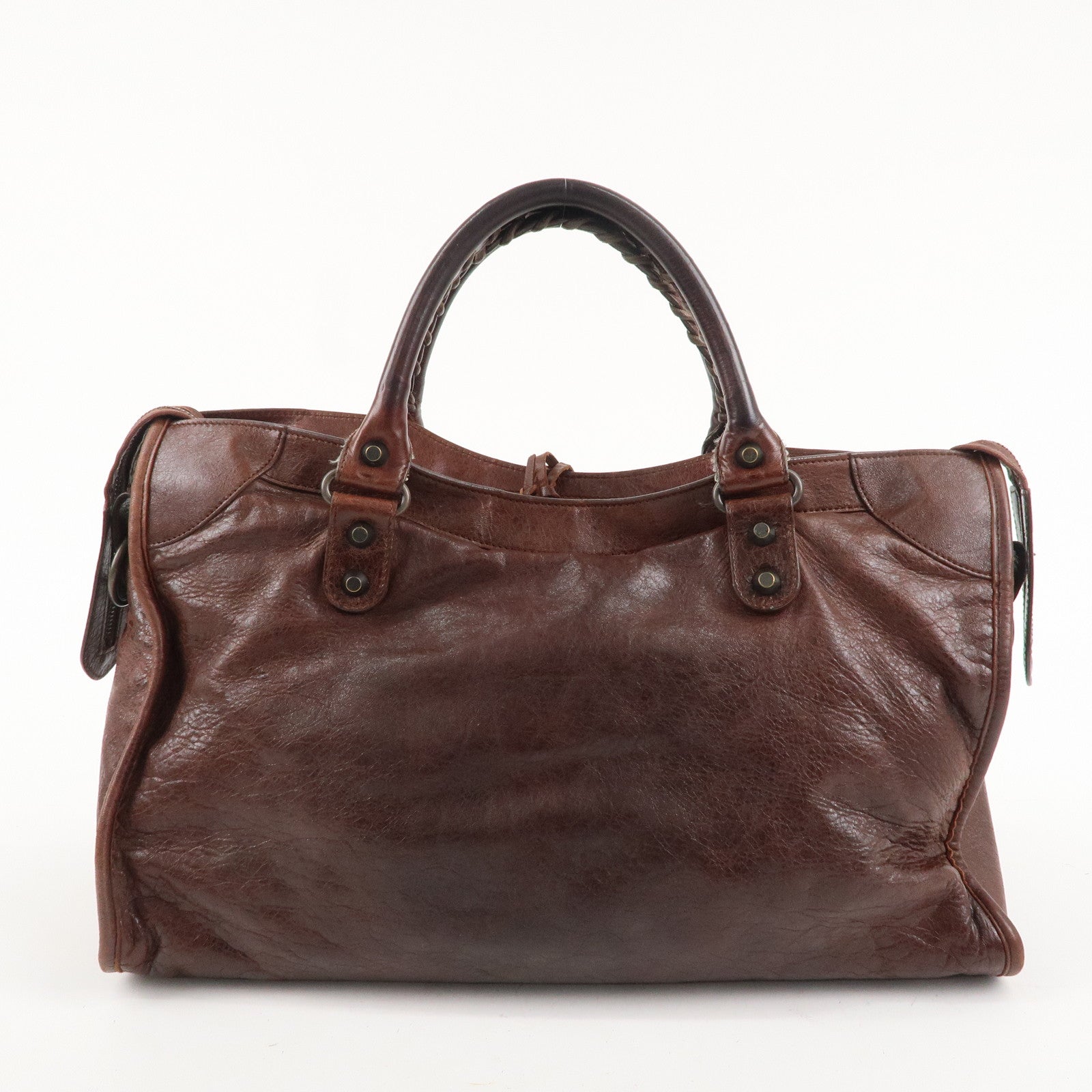 BALENCIAGA - Brown - City - 2Way - The - Hand - Leather - Love 