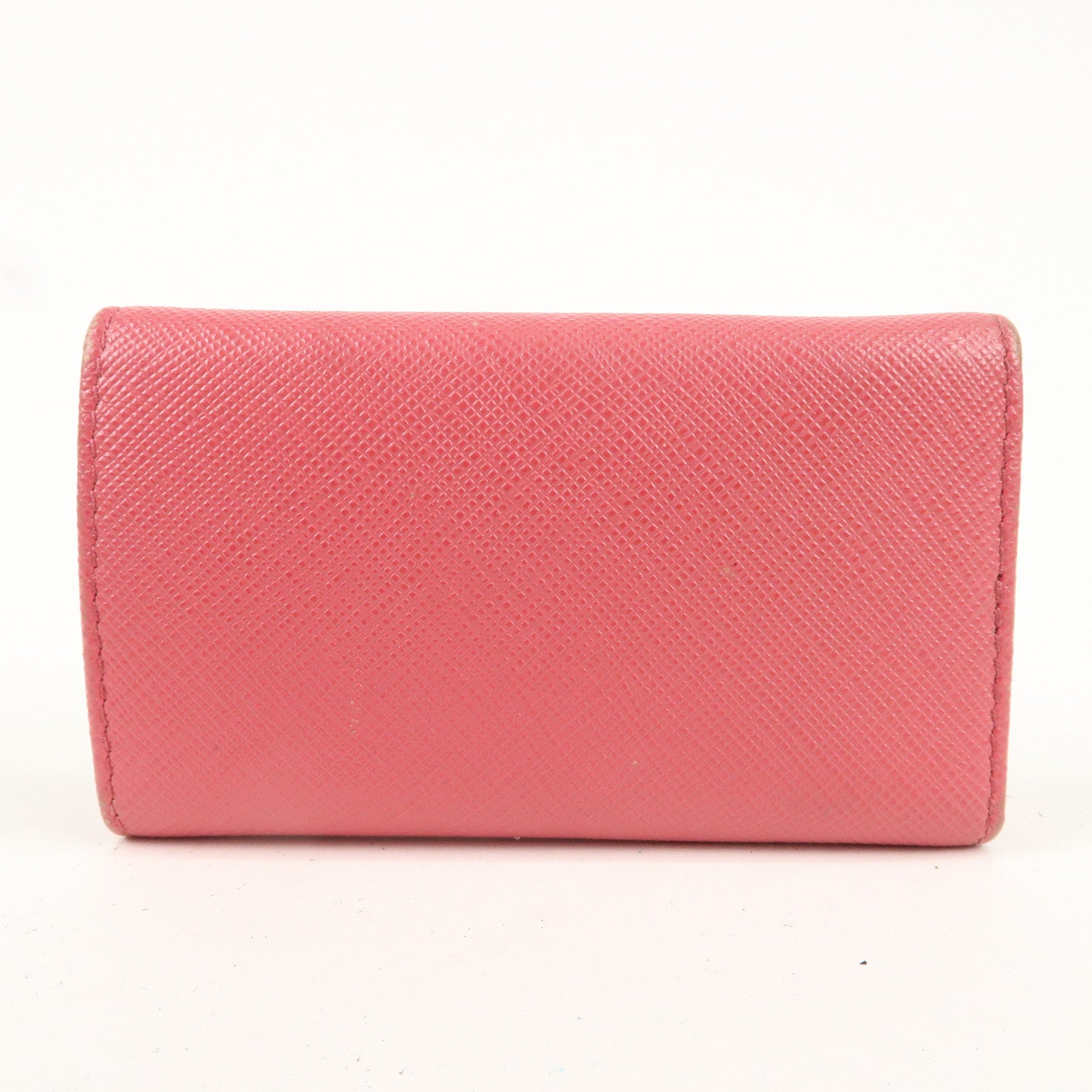 PRADA Logo Leather 6 Key Case Key Holder Pink 1PG222