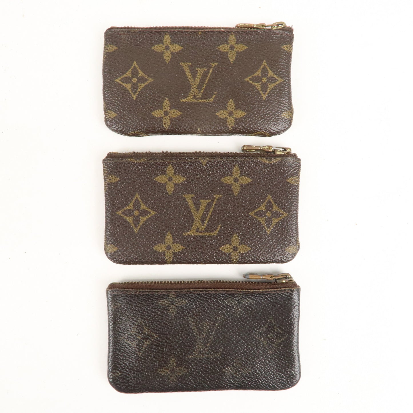 Auth Louis Vuitton Set of 3 Pochette Cles Coin Key Case Brown M62650 Used  F/S